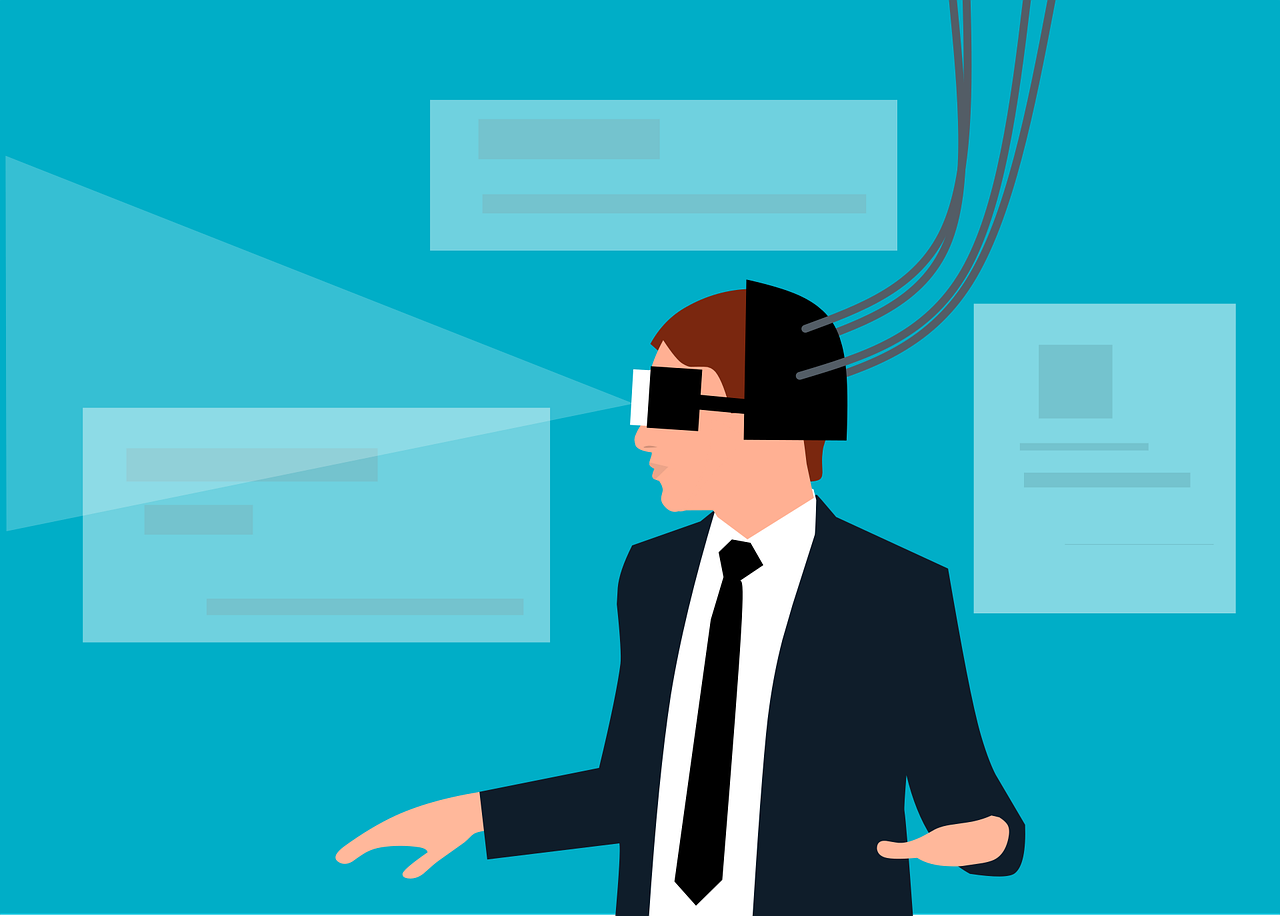 dogecoin-3.png - Crypto and Coin Cartoon of someone wearing a vr headset to enter the metaverse