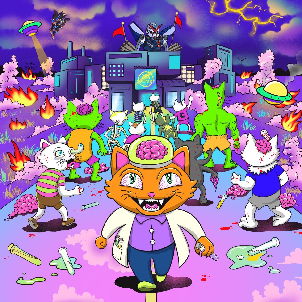 - Crypto and Coin Cat cartoon images