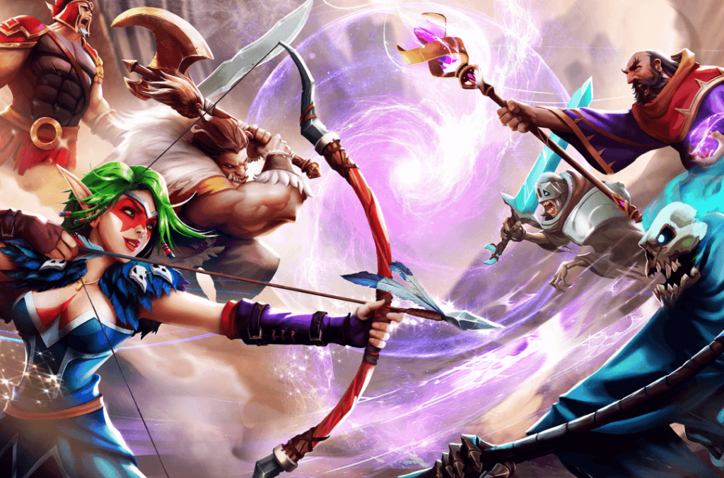 guild-of-guardians-nft.png - Crypto and Coin digital poster featuring characters from the Guild of Guardians NFT game