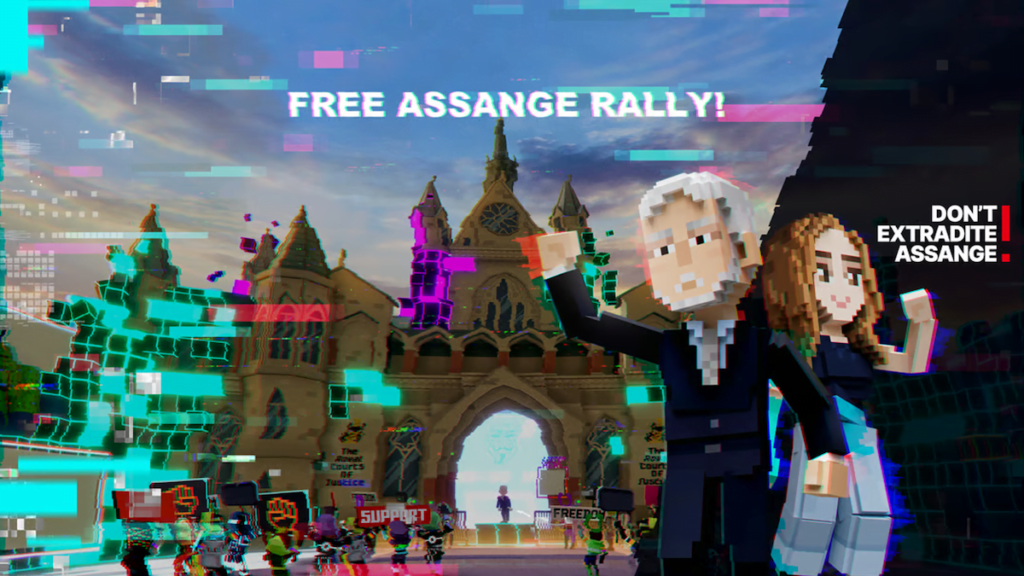 Assange.png - Crypto and Coin A Virtual Stand for Julian Assange: Political Rally in The Sandbox